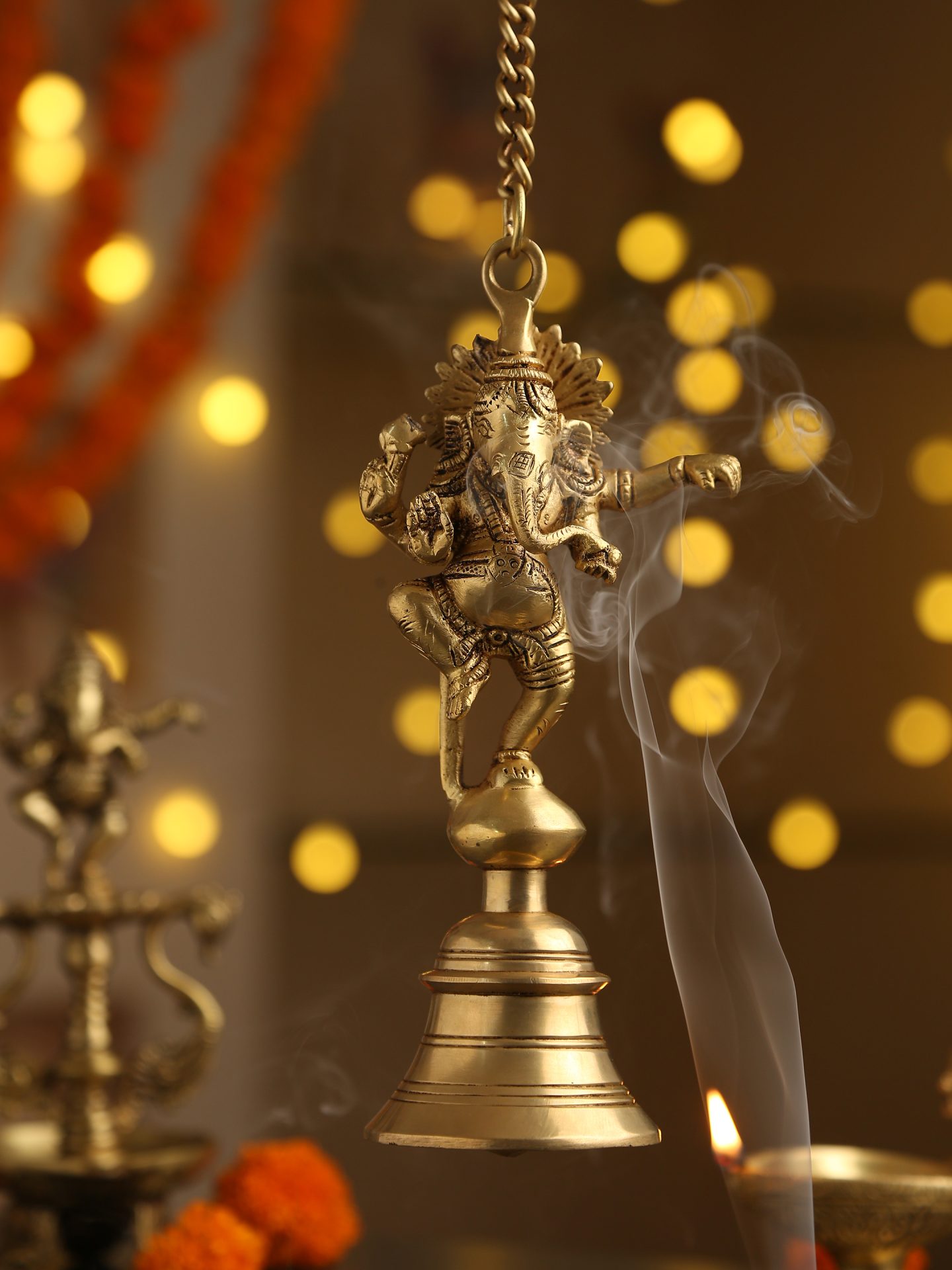 Brass Ganesha Bell with chain – Amoliconcepts