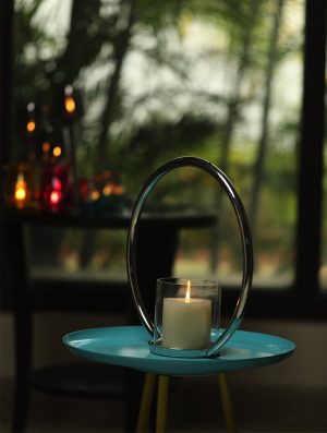 Aluminium Single Ring Nickle Plated pillar candle holder - M